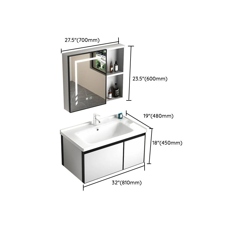 Modern Vanity Set Metal Frame Wall-Mounted with Soft Close Door Clearhalo 'Bathroom Remodel & Bathroom Fixtures' 'Bathroom Vanities' 'bathroom_vanities' 'Home Improvement' 'home_improvement' 'home_improvement_bathroom_vanities' 8080755