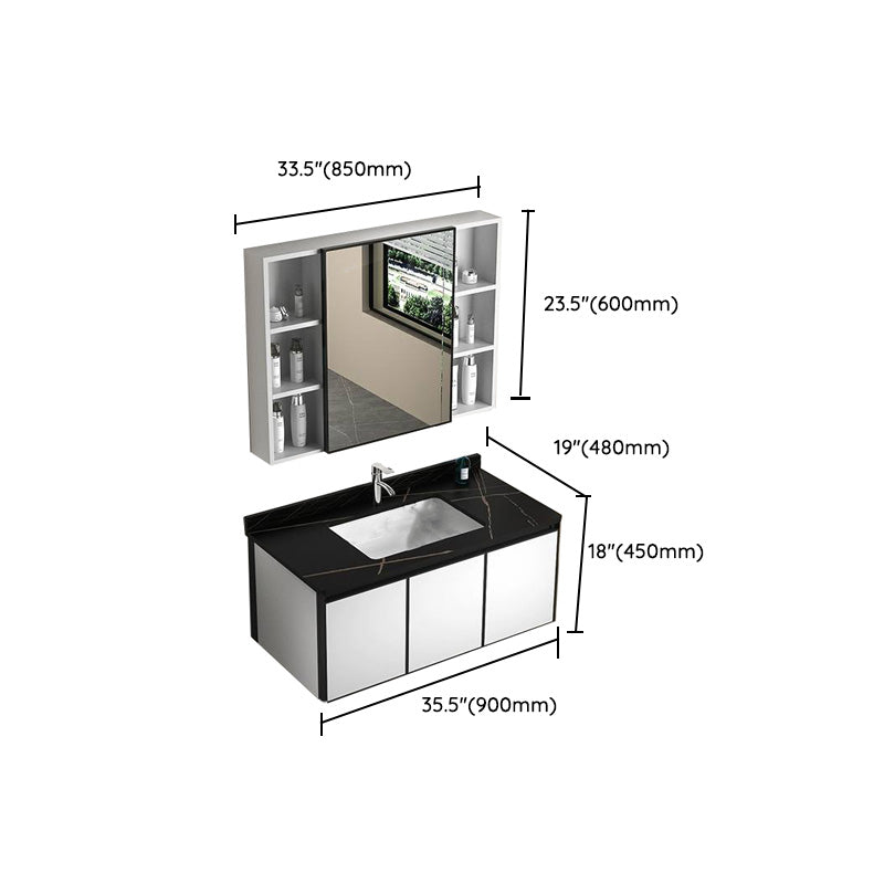 Modern Vanity Set Metal Frame Wall-Mounted with Soft Close Door Clearhalo 'Bathroom Remodel & Bathroom Fixtures' 'Bathroom Vanities' 'bathroom_vanities' 'Home Improvement' 'home_improvement' 'home_improvement_bathroom_vanities' 8080758