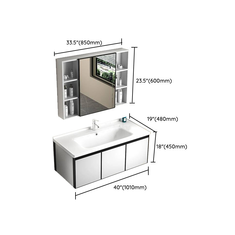 Modern Vanity Set Metal Frame Wall-Mounted with Soft Close Door Clearhalo 'Bathroom Remodel & Bathroom Fixtures' 'Bathroom Vanities' 'bathroom_vanities' 'Home Improvement' 'home_improvement' 'home_improvement_bathroom_vanities' 8080761