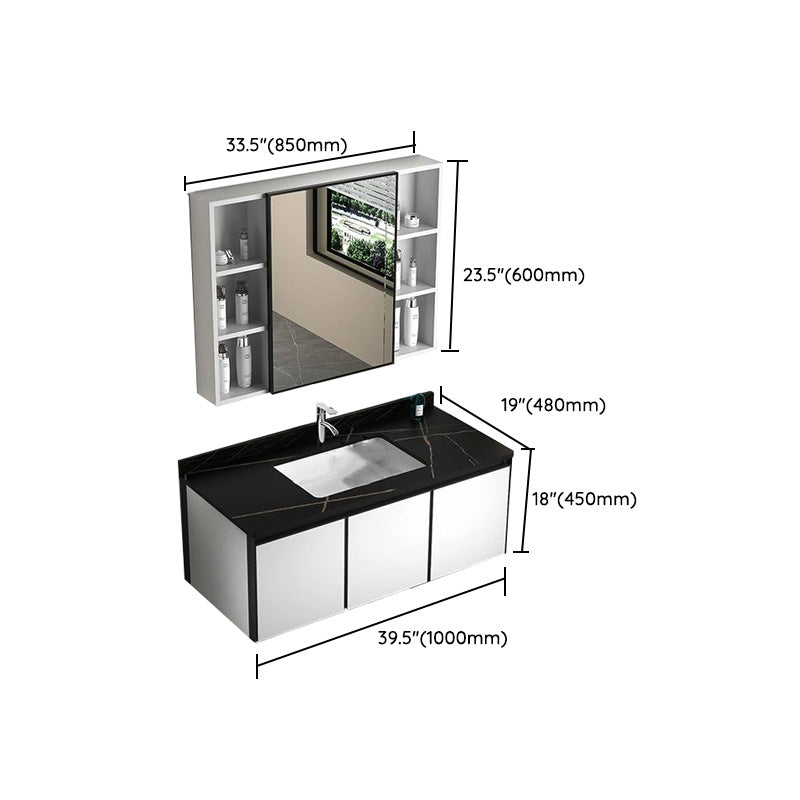 Modern Vanity Set Metal Frame Wall-Mounted with Soft Close Door Clearhalo 'Bathroom Remodel & Bathroom Fixtures' 'Bathroom Vanities' 'bathroom_vanities' 'Home Improvement' 'home_improvement' 'home_improvement_bathroom_vanities' 8080762