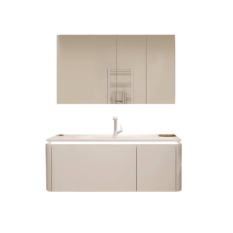 White Bathroom Vanity Stain Resistant Wood Frame Mirror Wall Mount with Faucet Vanity & Faucet & Mirror Cabinet 43.3"L x 19.7"W x 19.7"H Clearhalo 'Bathroom Remodel & Bathroom Fixtures' 'Bathroom Vanities' 'bathroom_vanities' 'Home Improvement' 'home_improvement' 'home_improvement_bathroom_vanities' 8080955