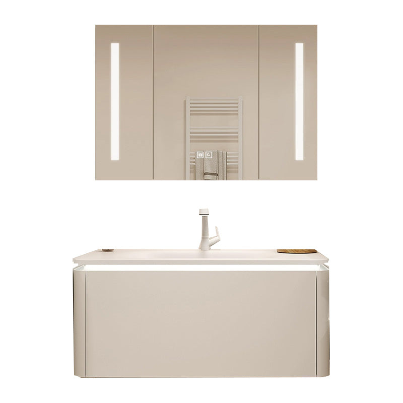 White Bathroom Vanity Stain Resistant Wood Frame Mirror Wall Mount with Faucet Clearhalo 'Bathroom Remodel & Bathroom Fixtures' 'Bathroom Vanities' 'bathroom_vanities' 'Home Improvement' 'home_improvement' 'home_improvement_bathroom_vanities' 8080957