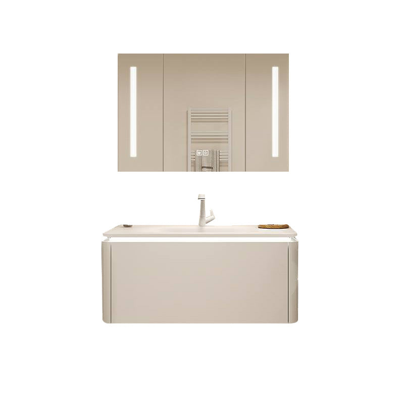 White Bathroom Vanity Stain Resistant Wood Frame Mirror Wall Mount with Faucet Vanity & Faucet & Smart Medicine Cabinet 35"L x 20"W x 20"H Clearhalo 'Bathroom Remodel & Bathroom Fixtures' 'Bathroom Vanities' 'bathroom_vanities' 'Home Improvement' 'home_improvement' 'home_improvement_bathroom_vanities' 8080958