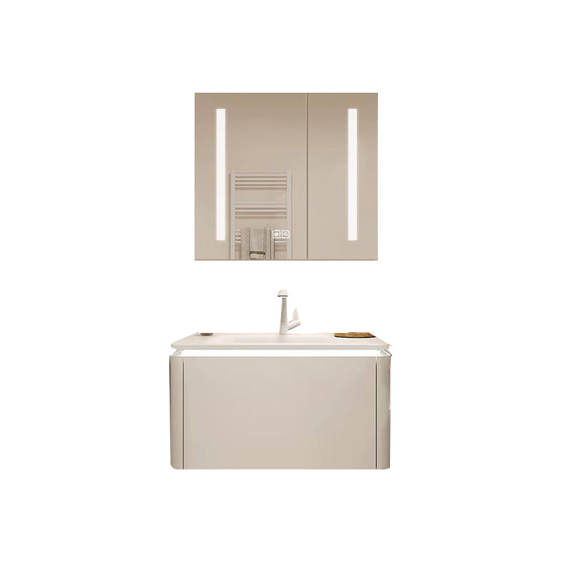 White Bathroom Vanity Stain Resistant Wood Frame Mirror Wall Mount with Faucet Vanity & Faucet & Smart Medicine Cabinet 31.5"L x 20"W x 20"H Clearhalo 'Bathroom Remodel & Bathroom Fixtures' 'Bathroom Vanities' 'bathroom_vanities' 'Home Improvement' 'home_improvement' 'home_improvement_bathroom_vanities' 8080960