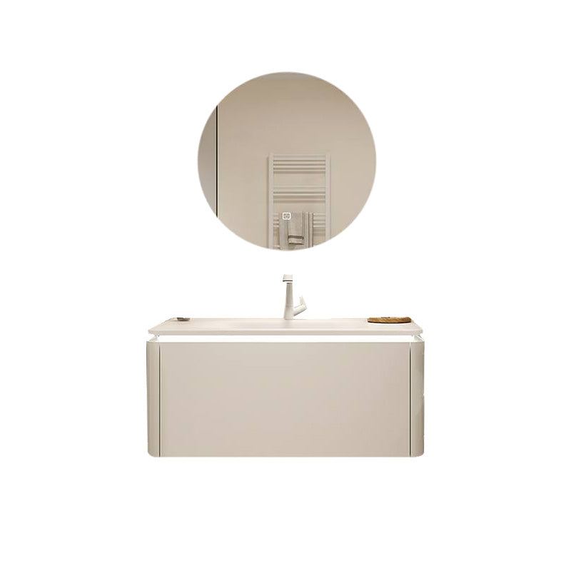 White Bathroom Vanity Stain Resistant Wood Frame Mirror Wall Mount with Faucet Vanity & Faucet & Round Mirror 35"L x 20"W x 20"H Clearhalo 'Bathroom Remodel & Bathroom Fixtures' 'Bathroom Vanities' 'bathroom_vanities' 'Home Improvement' 'home_improvement' 'home_improvement_bathroom_vanities' 8080962