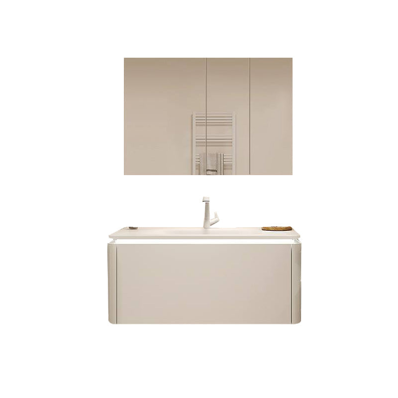 White Bathroom Vanity Stain Resistant Wood Frame Mirror Wall Mount with Faucet Vanity & Faucet & Mirror Cabinet 39.5"L x 20"W x 20"H Clearhalo 'Bathroom Remodel & Bathroom Fixtures' 'Bathroom Vanities' 'bathroom_vanities' 'Home Improvement' 'home_improvement' 'home_improvement_bathroom_vanities' 8080970