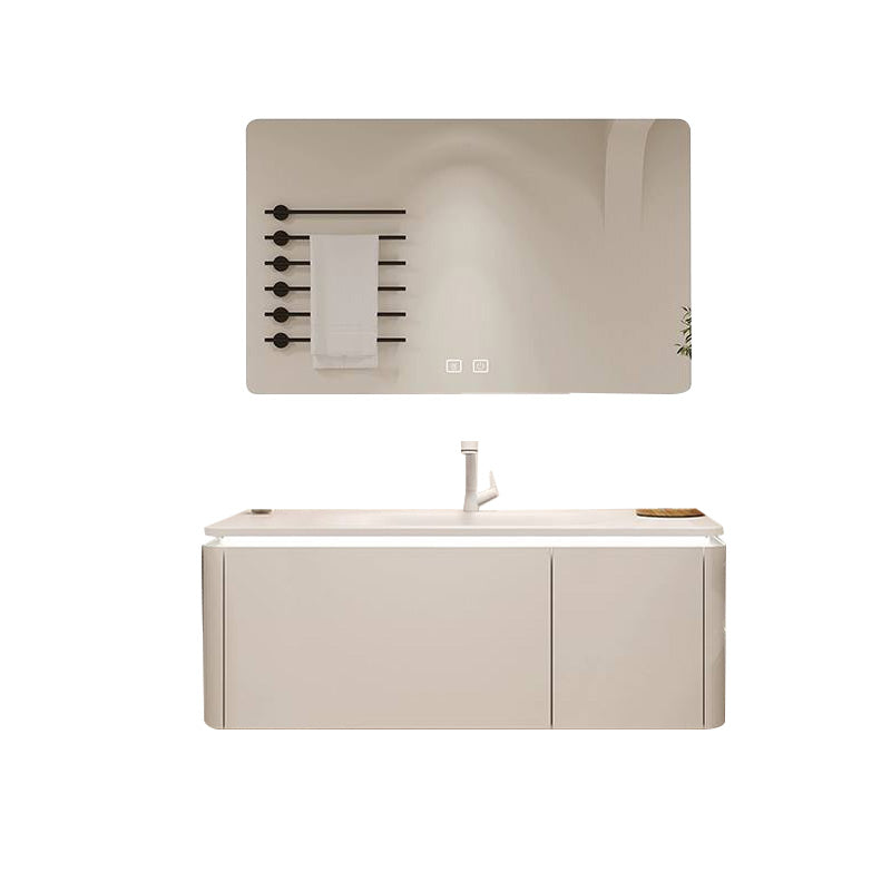 White Bathroom Vanity Stain Resistant Wood Frame Mirror Wall Mount with Faucet Vanity & Faucet & Square Mirror 43.3"L x 19.7"W x 19.7"H Clearhalo 'Bathroom Remodel & Bathroom Fixtures' 'Bathroom Vanities' 'bathroom_vanities' 'Home Improvement' 'home_improvement' 'home_improvement_bathroom_vanities' 8080973