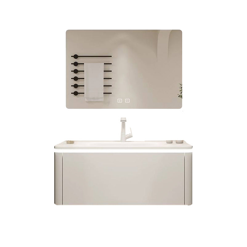 White Bathroom Vanity Stain Resistant Wood Frame Mirror Wall Mount with Faucet Vanity & Faucet & Square Mirror 39.5"L x 20"W x 20"H Clearhalo 'Bathroom Remodel & Bathroom Fixtures' 'Bathroom Vanities' 'bathroom_vanities' 'Home Improvement' 'home_improvement' 'home_improvement_bathroom_vanities' 8080975