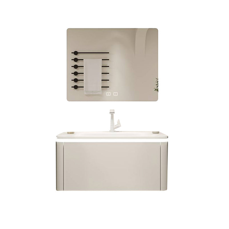 White Bathroom Vanity Stain Resistant Wood Frame Mirror Wall Mount with Faucet Vanity & Faucet & Square Mirror 28"L x 20"W x 20"H Clearhalo 'Bathroom Remodel & Bathroom Fixtures' 'Bathroom Vanities' 'bathroom_vanities' 'Home Improvement' 'home_improvement' 'home_improvement_bathroom_vanities' 8080980