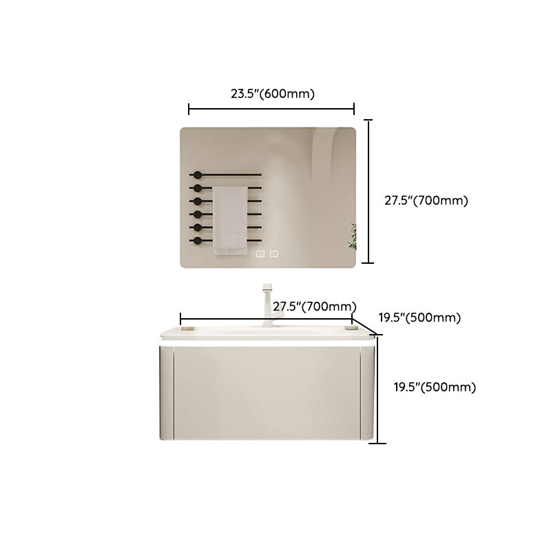 White Bathroom Vanity Stain Resistant Wood Frame Mirror Wall Mount with Faucet Clearhalo 'Bathroom Remodel & Bathroom Fixtures' 'Bathroom Vanities' 'bathroom_vanities' 'Home Improvement' 'home_improvement' 'home_improvement_bathroom_vanities' 8080983