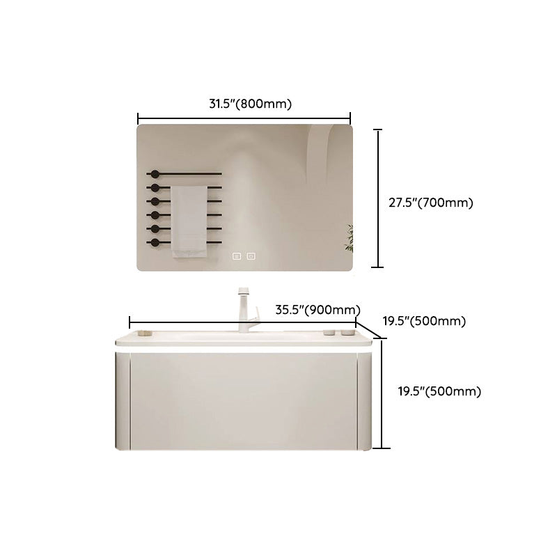 White Bathroom Vanity Stain Resistant Wood Frame Mirror Wall Mount with Faucet Clearhalo 'Bathroom Remodel & Bathroom Fixtures' 'Bathroom Vanities' 'bathroom_vanities' 'Home Improvement' 'home_improvement' 'home_improvement_bathroom_vanities' 8080985