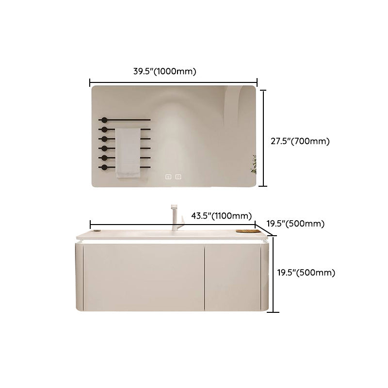 White Bathroom Vanity Stain Resistant Wood Frame Mirror Wall Mount with Faucet Clearhalo 'Bathroom Remodel & Bathroom Fixtures' 'Bathroom Vanities' 'bathroom_vanities' 'Home Improvement' 'home_improvement' 'home_improvement_bathroom_vanities' 8080987