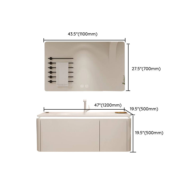 White Bathroom Vanity Stain Resistant Wood Frame Mirror Wall Mount with Faucet Clearhalo 'Bathroom Remodel & Bathroom Fixtures' 'Bathroom Vanities' 'bathroom_vanities' 'Home Improvement' 'home_improvement' 'home_improvement_bathroom_vanities' 8080988