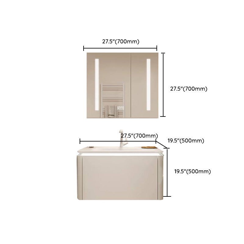 White Bathroom Vanity Stain Resistant Wood Frame Mirror Wall Mount with Faucet Clearhalo 'Bathroom Remodel & Bathroom Fixtures' 'Bathroom Vanities' 'bathroom_vanities' 'Home Improvement' 'home_improvement' 'home_improvement_bathroom_vanities' 8080995