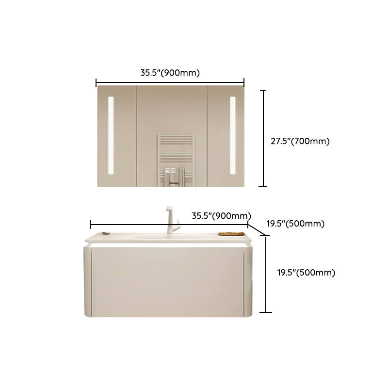 White Bathroom Vanity Stain Resistant Wood Frame Mirror Wall Mount with Faucet Clearhalo 'Bathroom Remodel & Bathroom Fixtures' 'Bathroom Vanities' 'bathroom_vanities' 'Home Improvement' 'home_improvement' 'home_improvement_bathroom_vanities' 8080997