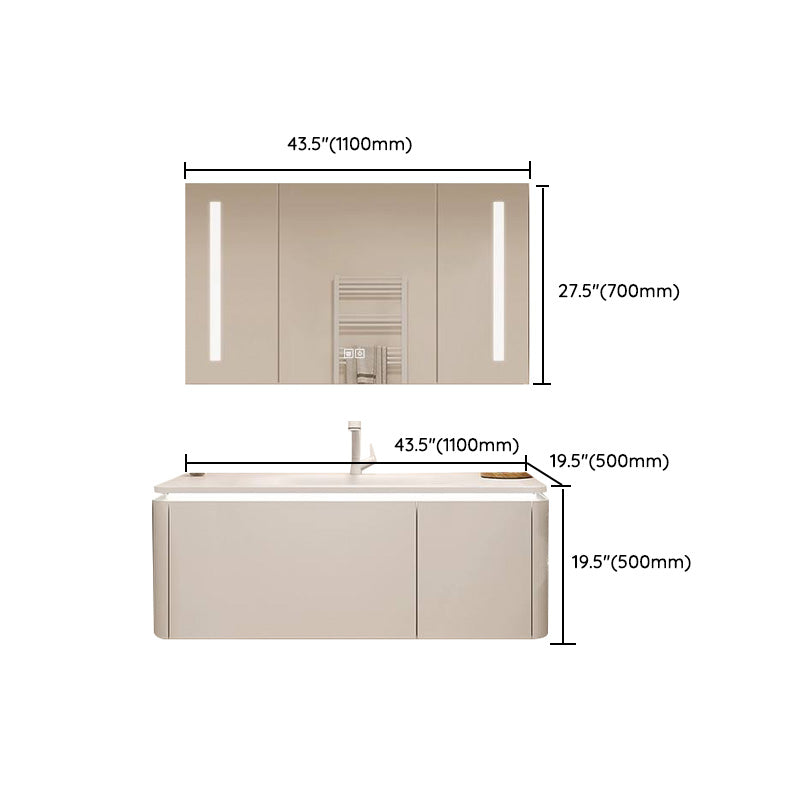 White Bathroom Vanity Stain Resistant Wood Frame Mirror Wall Mount with Faucet Clearhalo 'Bathroom Remodel & Bathroom Fixtures' 'Bathroom Vanities' 'bathroom_vanities' 'Home Improvement' 'home_improvement' 'home_improvement_bathroom_vanities' 8080999