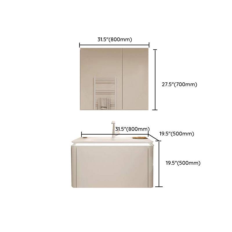 White Bathroom Vanity Stain Resistant Wood Frame Mirror Wall Mount with Faucet Clearhalo 'Bathroom Remodel & Bathroom Fixtures' 'Bathroom Vanities' 'bathroom_vanities' 'Home Improvement' 'home_improvement' 'home_improvement_bathroom_vanities' 8081002