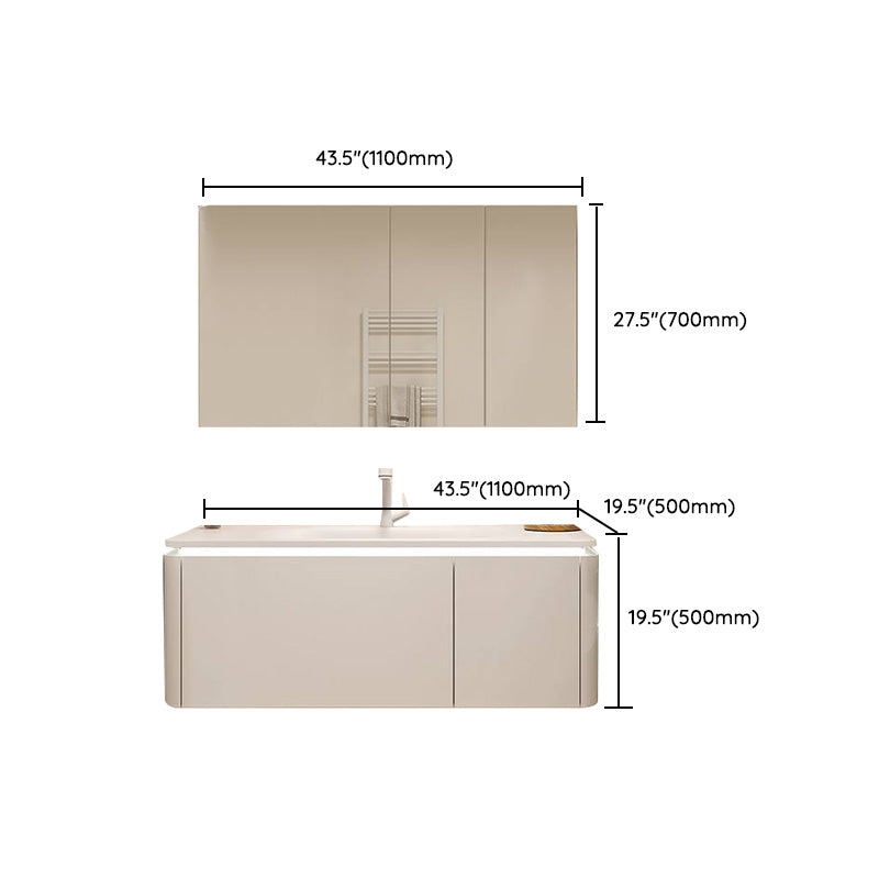 White Bathroom Vanity Stain Resistant Wood Frame Mirror Wall Mount with Faucet Clearhalo 'Bathroom Remodel & Bathroom Fixtures' 'Bathroom Vanities' 'bathroom_vanities' 'Home Improvement' 'home_improvement' 'home_improvement_bathroom_vanities' 8081005