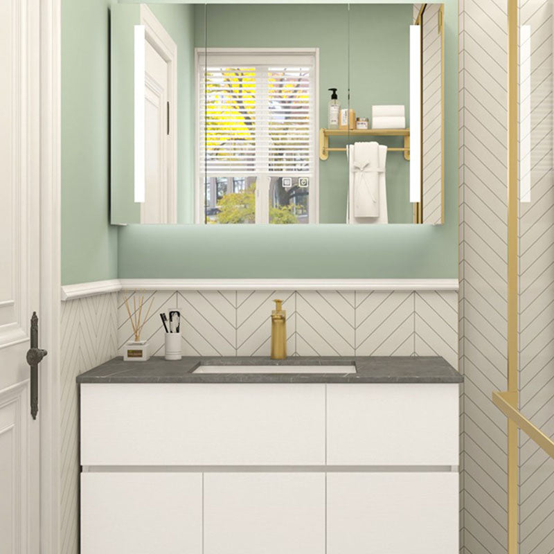 Modern Bathroom Vanity Set Limestone Top with Drawers and Basin Clearhalo 'Bathroom Remodel & Bathroom Fixtures' 'Bathroom Vanities' 'bathroom_vanities' 'Home Improvement' 'home_improvement' 'home_improvement_bathroom_vanities' 8081141