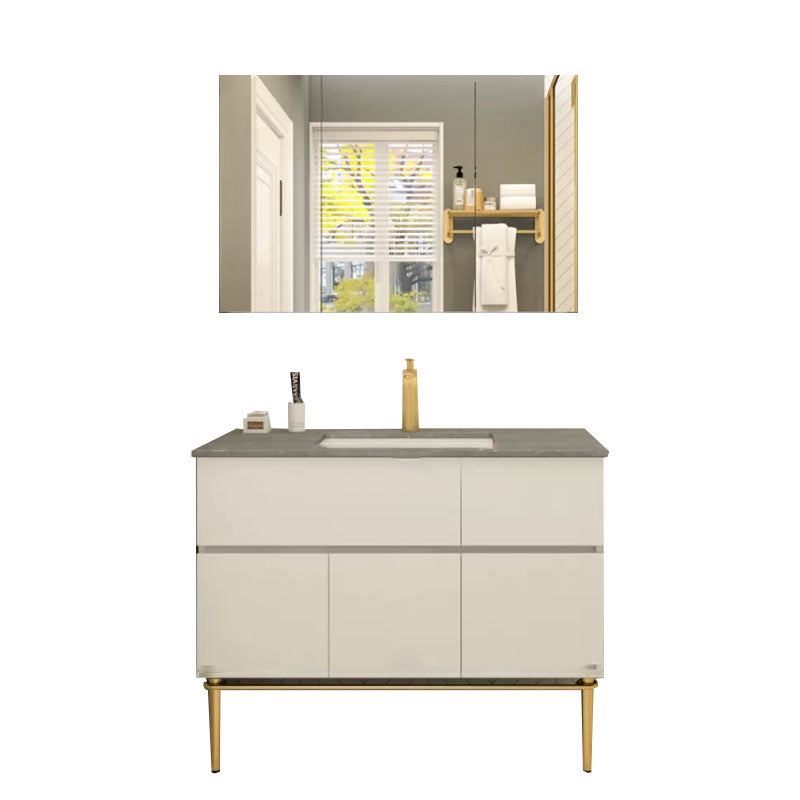 Modern Bathroom Vanity Set Limestone Top with Drawers and Basin Clearhalo 'Bathroom Remodel & Bathroom Fixtures' 'Bathroom Vanities' 'bathroom_vanities' 'Home Improvement' 'home_improvement' 'home_improvement_bathroom_vanities' 8081148