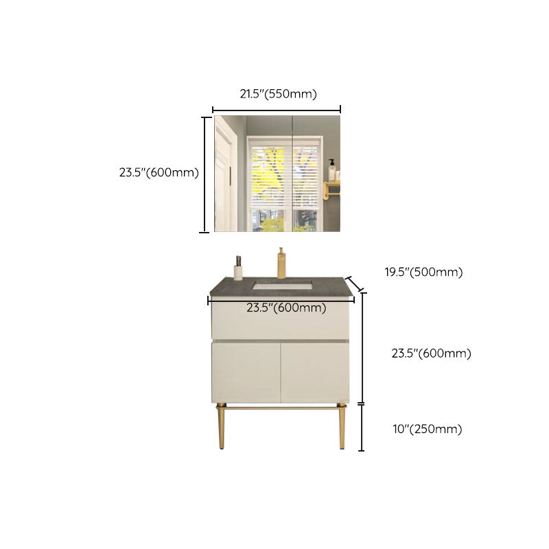 Modern Bathroom Vanity Set Limestone Top with Drawers and Basin Clearhalo 'Bathroom Remodel & Bathroom Fixtures' 'Bathroom Vanities' 'bathroom_vanities' 'Home Improvement' 'home_improvement' 'home_improvement_bathroom_vanities' 8081173