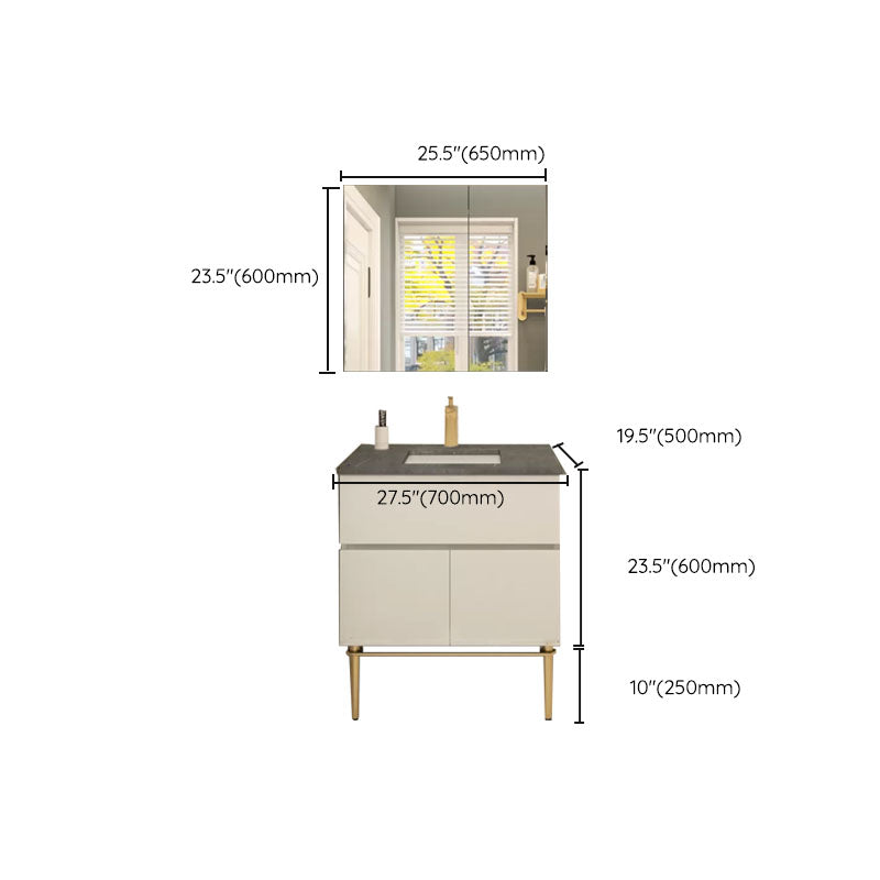 Modern Bathroom Vanity Set Limestone Top with Drawers and Basin Clearhalo 'Bathroom Remodel & Bathroom Fixtures' 'Bathroom Vanities' 'bathroom_vanities' 'Home Improvement' 'home_improvement' 'home_improvement_bathroom_vanities' 8081174