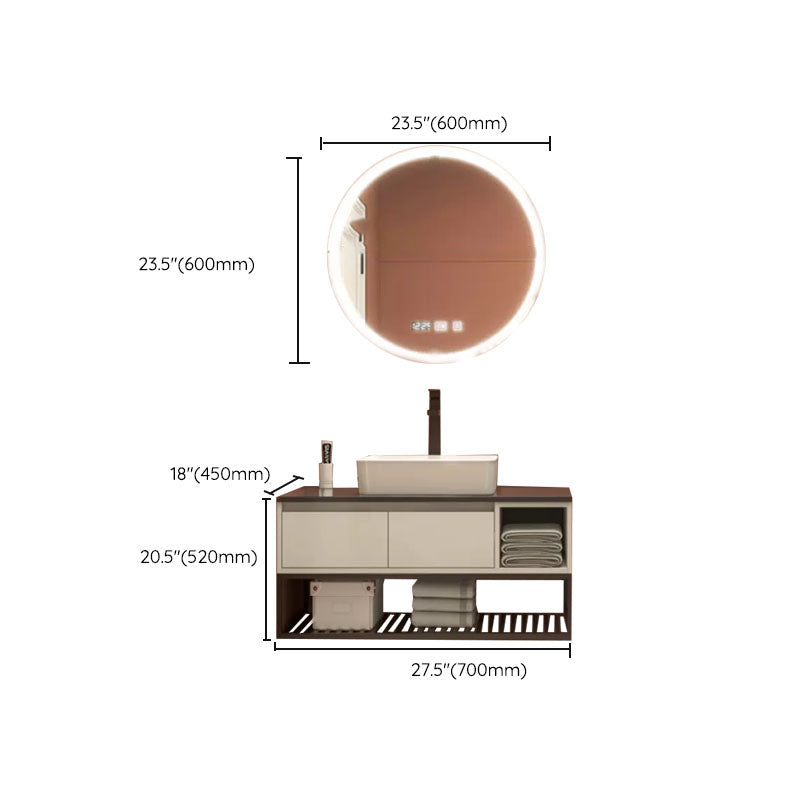 Modern Bathroom Sink Vanity Limestone Top Faucet and Shelving Included Clearhalo 'Bathroom Remodel & Bathroom Fixtures' 'Bathroom Vanities' 'bathroom_vanities' 'Home Improvement' 'home_improvement' 'home_improvement_bathroom_vanities' 8081215