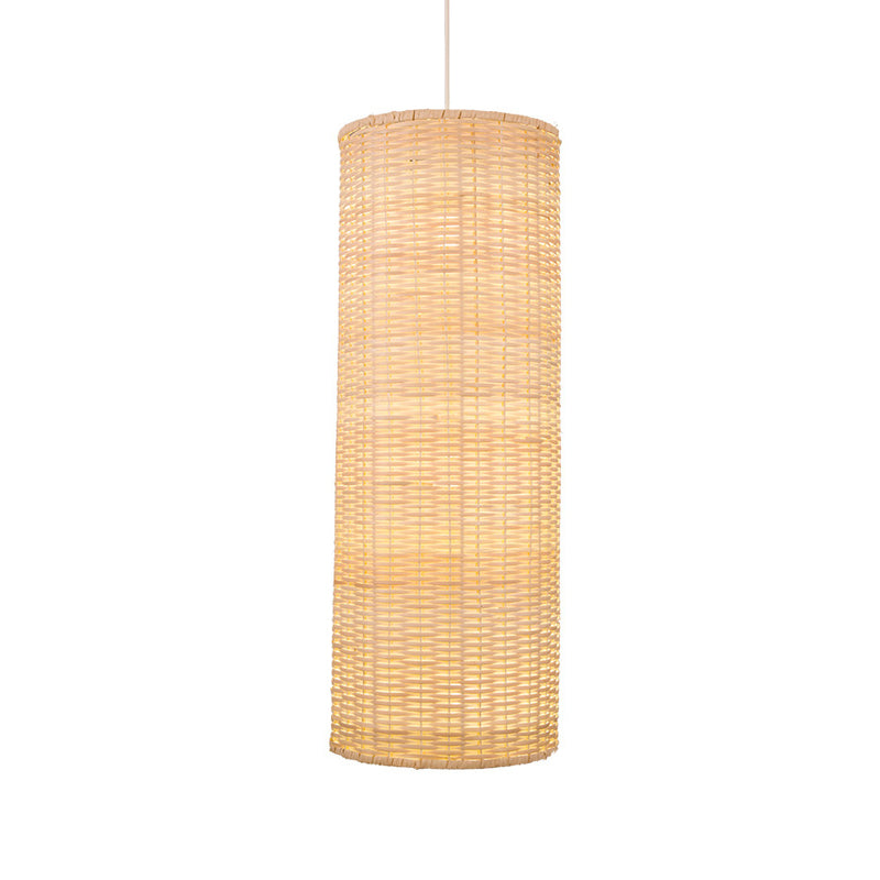 Minimalist Column Hanging Light Bamboo Rattan 1 Head Living Room Ceiling Pendant in Beige Clearhalo 'Ceiling Lights' 'Pendant Lights' 'Pendants' Lighting' 808133