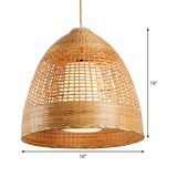 Grid Bell Living Room Hanging Lamp Bamboo Single-Bulb Asian Suspension Pendant Light in Beige Clearhalo 'Ceiling Lights' 'Pendant Lights' 'Pendants' Lighting' 808165