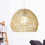 Hemispherical Pendulum Light Simple Bamboo Single Beige Pendant Light Fixture for Dining Room Clearhalo 'Ceiling Lights' 'Pendant Lights' 'Pendants' Lighting' 808198