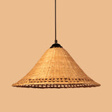 Asia Cone Hat Hanging Light Bamboo 1-Light Dining Room Ceiling Pendant Lamp in Brown Clearhalo 'Ceiling Lights' 'Pendant Lights' 'Pendants' Lighting' 808303