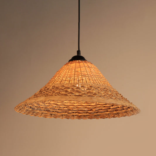 Bamboo Woven Wide Flare Pendant Lamp South East Asia 1 Bulb Brown Suspension Light Clearhalo 'Ceiling Lights' 'Pendant Lights' 'Pendants' Lighting' 808313