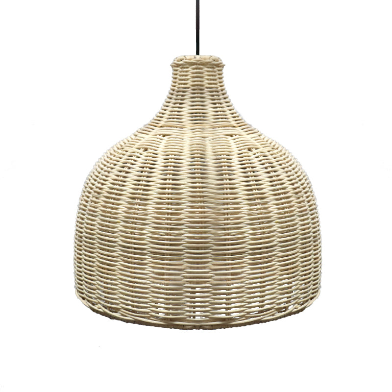 10"/14" Wide Asia Single Pendant Light Beige Cloche Ceiling Suspension Lamp with Bamboo Lamp Shade Clearhalo 'Ceiling Lights' 'Pendant Lights' 'Pendants' Lighting' 808322