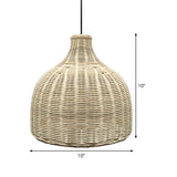 10"/14" Wide Asia Single Pendant Light Beige Cloche Ceiling Suspension Lamp with Bamboo Lamp Shade Clearhalo 'Ceiling Lights' 'Pendant Lights' 'Pendants' Lighting' 808324