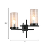 2 Bulbs Cylinder Wall Sconce Rustic White/Clear Glass Wall Lighting Fixture with Straight Arm for Living Room Clearhalo 'Wall Lamps & Sconces' 'Wall Lights' Lighting' 808442