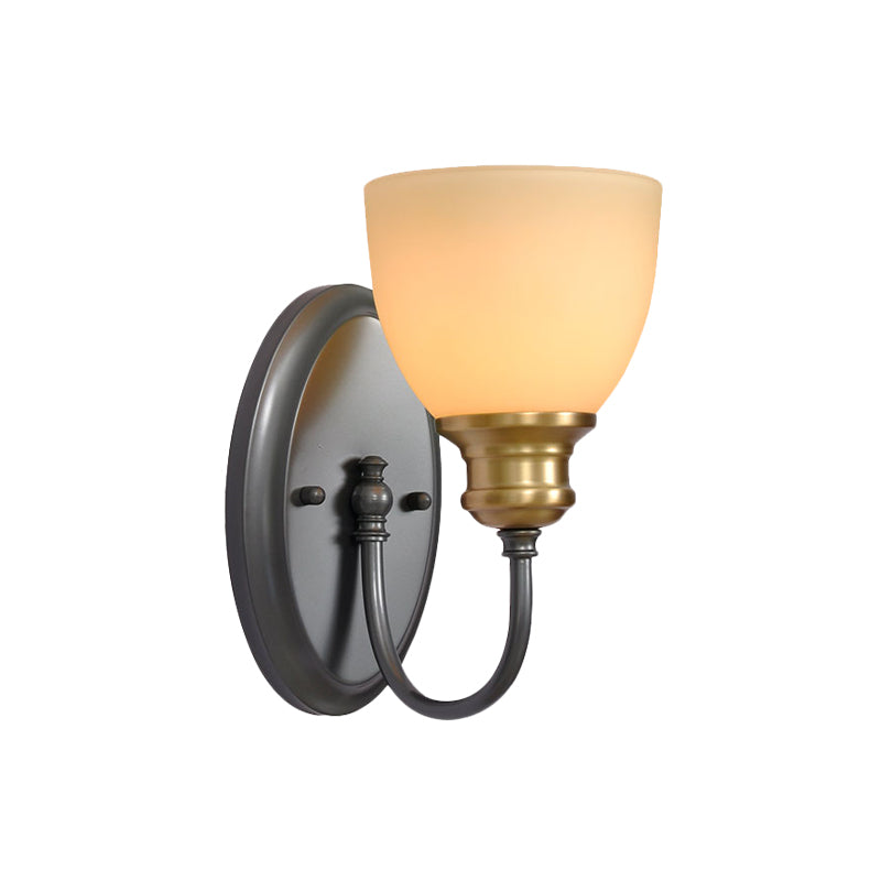 Frosted Glass Black Wall Lamp Bud 1/2-Head Countryside Wall Light with Metal Gooseneck Arm Clearhalo 'Wall Lamps & Sconces' 'Wall Lights' Lighting' 808453