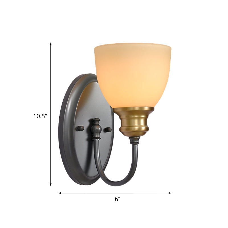 Frosted Glass Black Wall Lamp Bud 1/2-Head Countryside Wall Light with Metal Gooseneck Arm Clearhalo 'Wall Lamps & Sconces' 'Wall Lights' Lighting' 808454