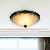 Traditional Dome Flush Mount Light 3 Heads Frosted Glass Ceiling Lighting in Black for Living Room, 16"/19.5" W Clearhalo 'Ceiling Lights' 'Close To Ceiling Lights' 'Close to ceiling' 'Flush mount' Lighting' 808461