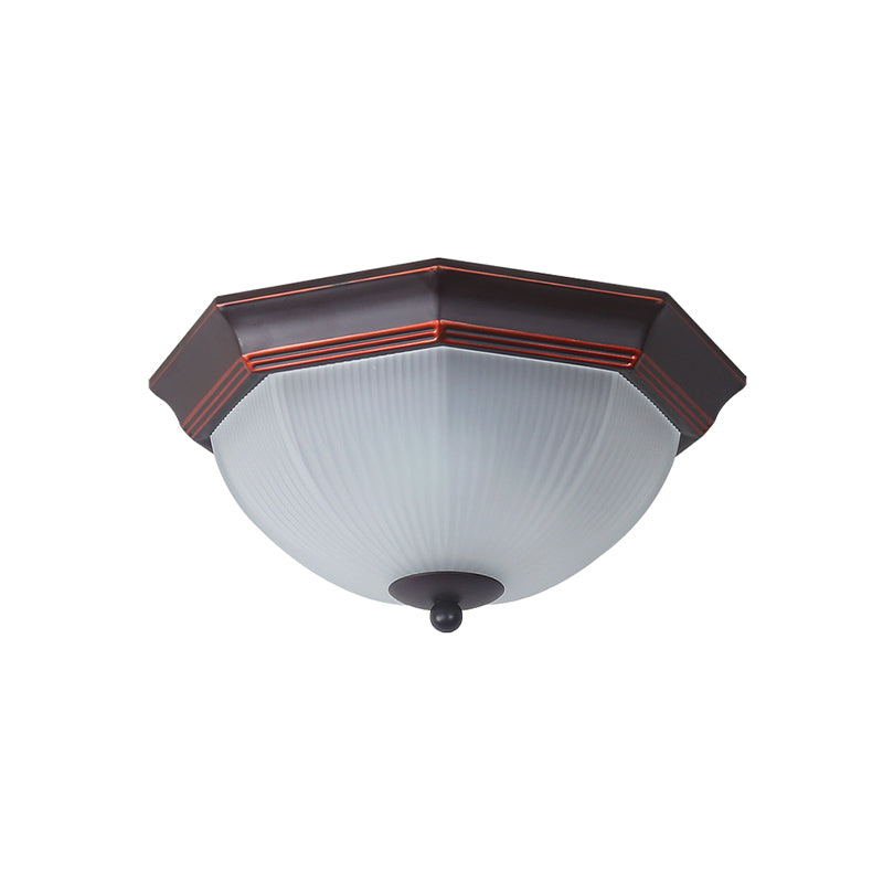 Octagon Bedroom Flush Mount Retro Prismatic White Glass 3-Light Black Ceiling Mounted Light Clearhalo 'Ceiling Lights' 'Close To Ceiling Lights' 'Close to ceiling' 'Flush mount' Lighting' 808471