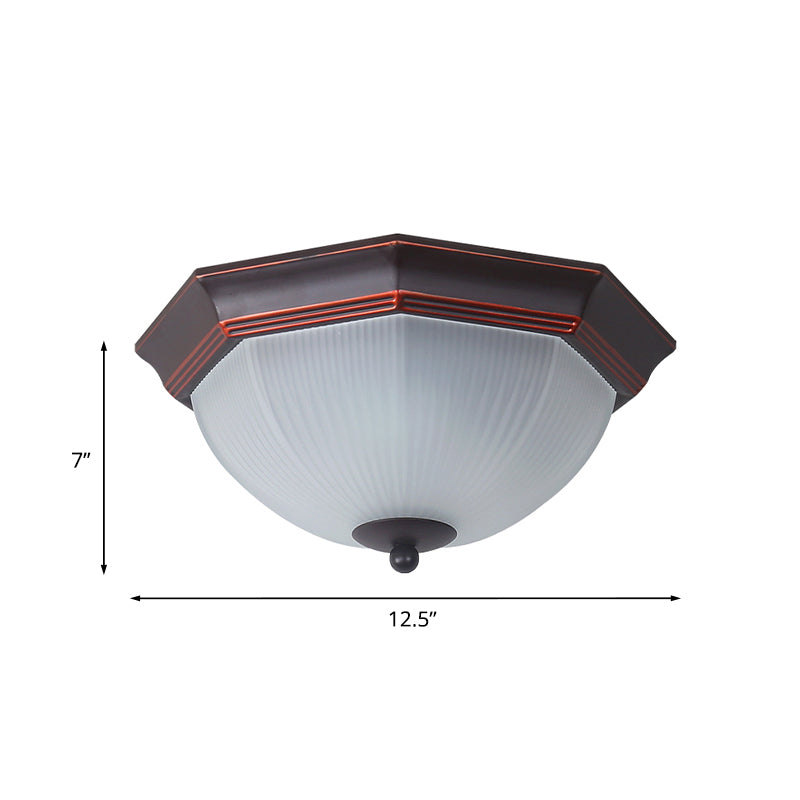 Octagon Bedroom Flush Mount Retro Prismatic White Glass 3-Light Black Ceiling Mounted Light Clearhalo 'Ceiling Lights' 'Close To Ceiling Lights' 'Close to ceiling' 'Flush mount' Lighting' 808472