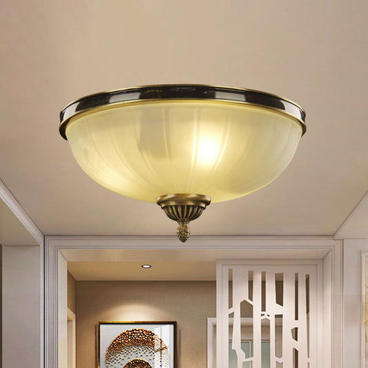 2 Lights Prismatic Glass Flushmount Traditionalism Black and Gold Dome Foyer Ceiling Light Black-Gold Clearhalo 'Ceiling Lights' 'Close To Ceiling Lights' 'Close to ceiling' 'Flush mount' Lighting' 808485
