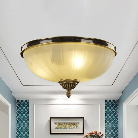 2 Lights Prismatic Glass Flushmount Traditionalism Black and Gold Dome Foyer Ceiling Light Clearhalo 'Ceiling Lights' 'Close To Ceiling Lights' 'Close to ceiling' 'Flush mount' Lighting' 808486