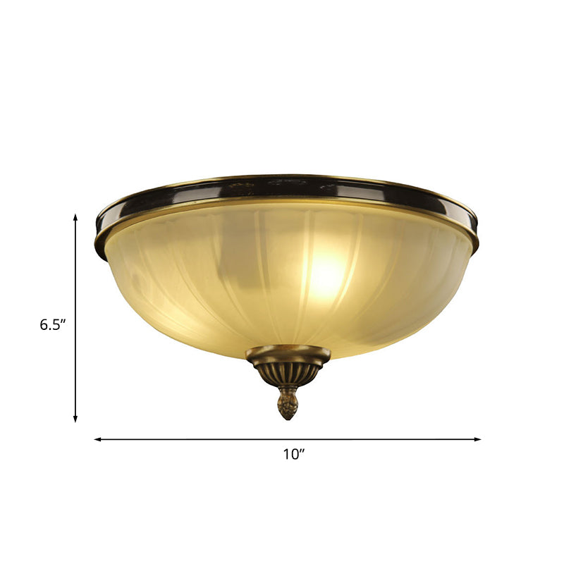 2 Lights Prismatic Glass Flushmount Traditionalism Black and Gold Dome Foyer Ceiling Light Clearhalo 'Ceiling Lights' 'Close To Ceiling Lights' 'Close to ceiling' 'Flush mount' Lighting' 808488