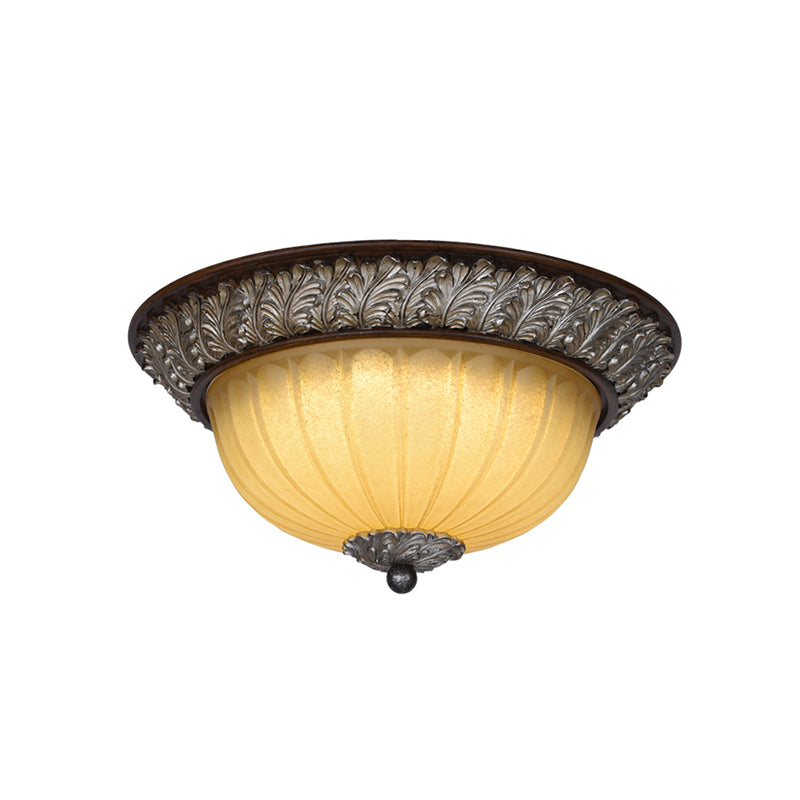 Dome Frosted Glass Ceiling Light Vintage 2-Bulb Dining Room Flush Mount Lamp in Beige Clearhalo 'Ceiling Lights' 'Close To Ceiling Lights' 'Close to ceiling' 'Flush mount' Lighting' 808491