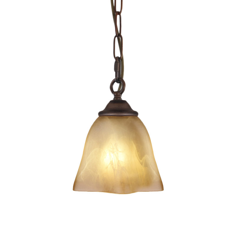 Square Bottom Beige Glass Pendant Traditional 1 Light Restaurant Hanging Light Fixture Clearhalo 'Ceiling Lights' 'Glass shade' 'Glass' 'Pendant Lights' 'Pendants' Lighting' 808546