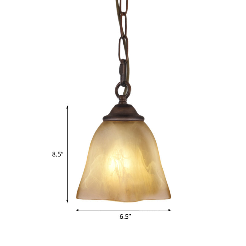Square Bottom Beige Glass Pendant Traditional 1 Light Restaurant Hanging Light Fixture Clearhalo 'Ceiling Lights' 'Glass shade' 'Glass' 'Pendant Lights' 'Pendants' Lighting' 808547