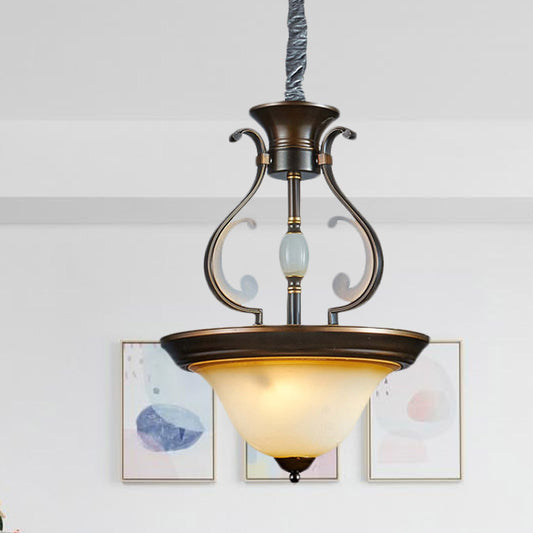 Bell Beige Glass Chandelier Lamp Antique 4-Light Kitchen Pendant Light Fixture with Curved Arm Beige Clearhalo 'Ceiling Lights' 'Chandeliers' 'Glass shade' 'Glass' Lighting' 808560