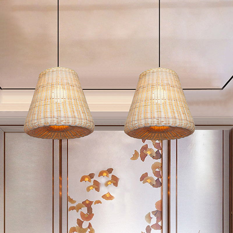 Bamboo Bell Suspension Light Asia 1 Head Khaki Pendant Lighting Fixture over Dining Table Khaki Clearhalo 'Ceiling Lights' 'Modern Pendants' 'Modern' 'Pendant Lights' 'Pendants' Lighting' 809074