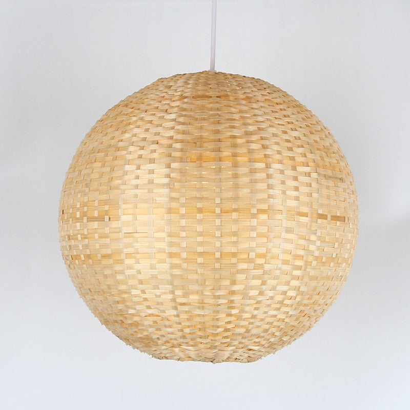 Spherical Pendant Ceiling Light Asian Bamboo 1 Bulb Beige Suspension Lighting for Restaurant Clearhalo 'Ceiling Lights' 'Pendant Lights' 'Pendants' Lighting' 809102