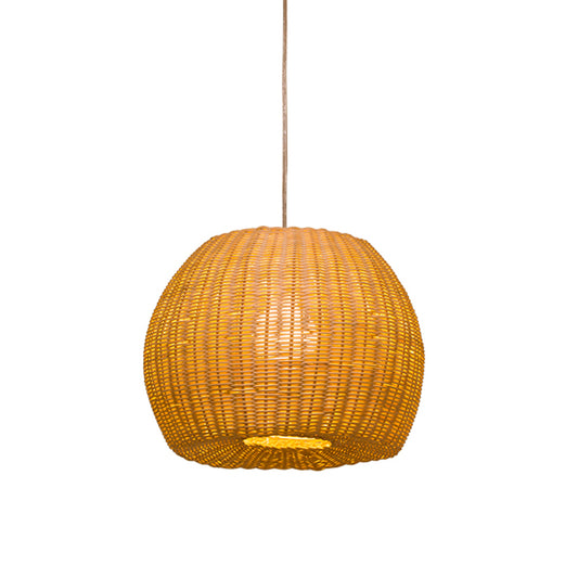 Khaki Dome Hanging Lamp Simple 1-Light Bamboo Woven Pendant Light Kit for Book Store Clearhalo 'Ceiling Lights' 'Pendant Lights' 'Pendants' Lighting' 809106